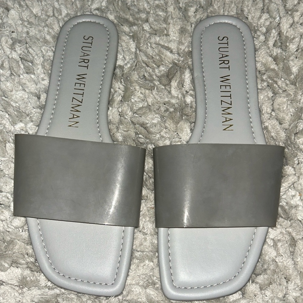 Stuart Weitzman Summer Slide Sandal in Perla Gray